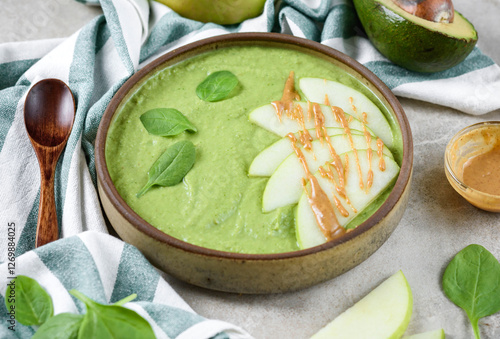 Protein Packed Apple and Spinach Smoothie Bowl photo