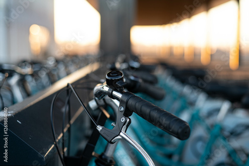 Public rent bicycles on parking