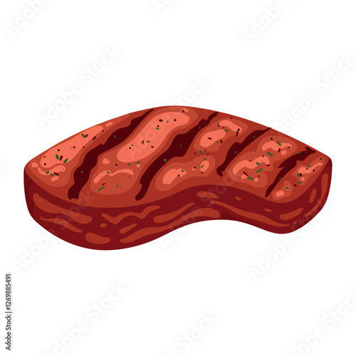 Vector Illustration of a Grilled Steak – Flat Design Cooked Beef Slice for Barbecue and Food Graphics