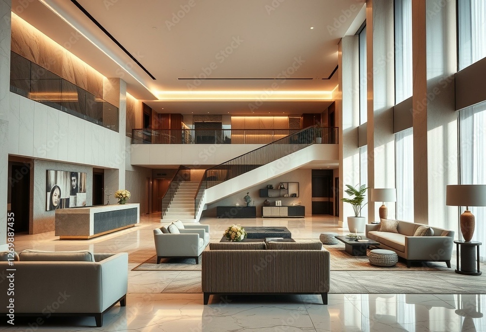 Fototapeta premium Luxurious hotel lobby interior