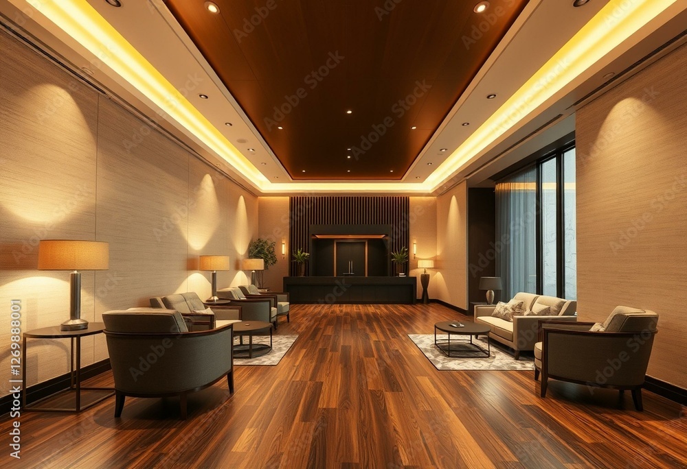 Warm and inviting hotel lobby interior Warm and inviting hotel lobby interior