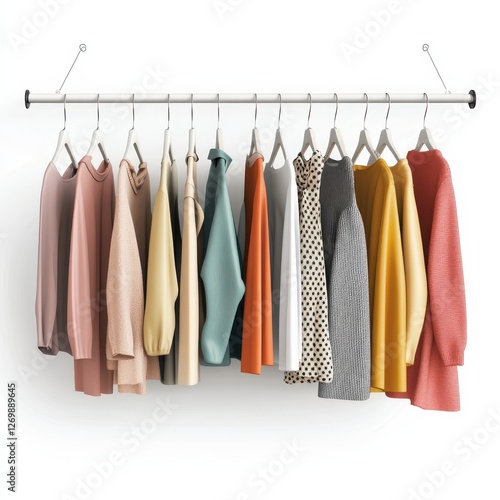 Colorful Assortment of Shirts Displayed on a Rack in a Well-Lit Space, Showcasing a Variety of Styles and Colors for Casual Wear