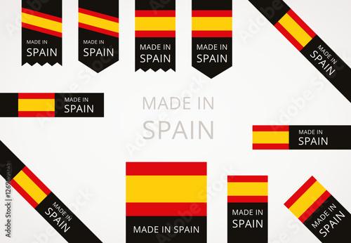 Made in Spain - black edge labels with Spanish flag