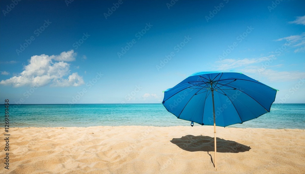 beach blue umbrella summer holiday time to travel concept beach blue umbrella summer holiday time to travel concept