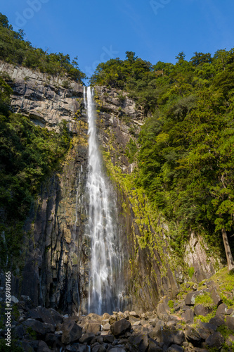 Nachi Falls in Asia, Japan, Kansai, Nachisan, in summer, on a sunny day.