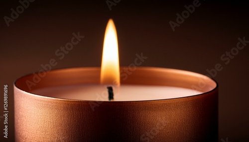 single lit brown candle with calm flame
