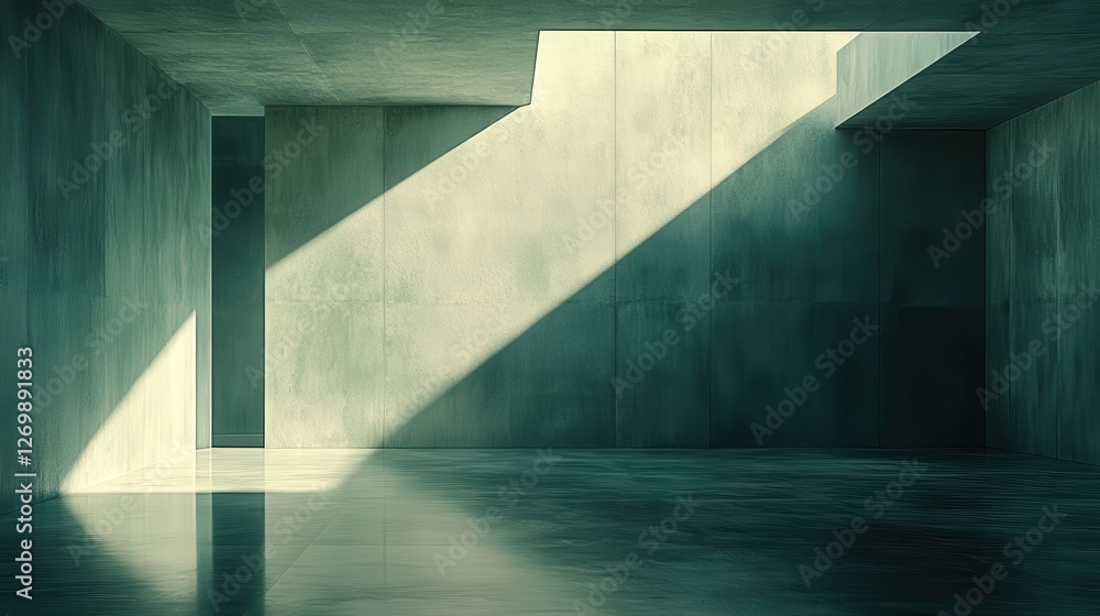 Abstract Minimalist Interior Space with Dramatic Light and Shadows Abstract Minimalist Interior Space with Dramatic Light and Shadows