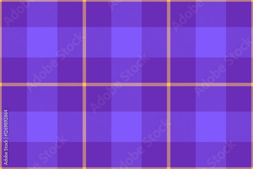 Cute textile plaid fabric, path tartan seamless pattern. Large background vector texture check in violet and indigo colors.