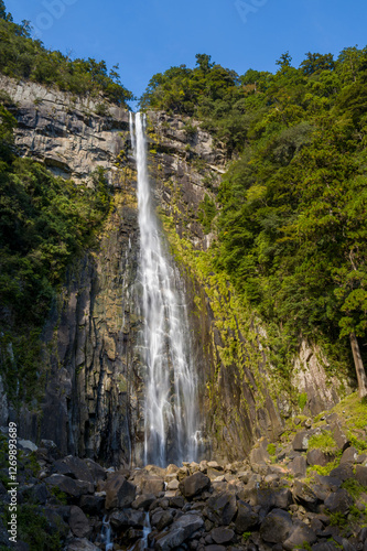 Nachi Falls in Asia, Japan, Kansai, Nachisan, in summer, on a sunny day.
