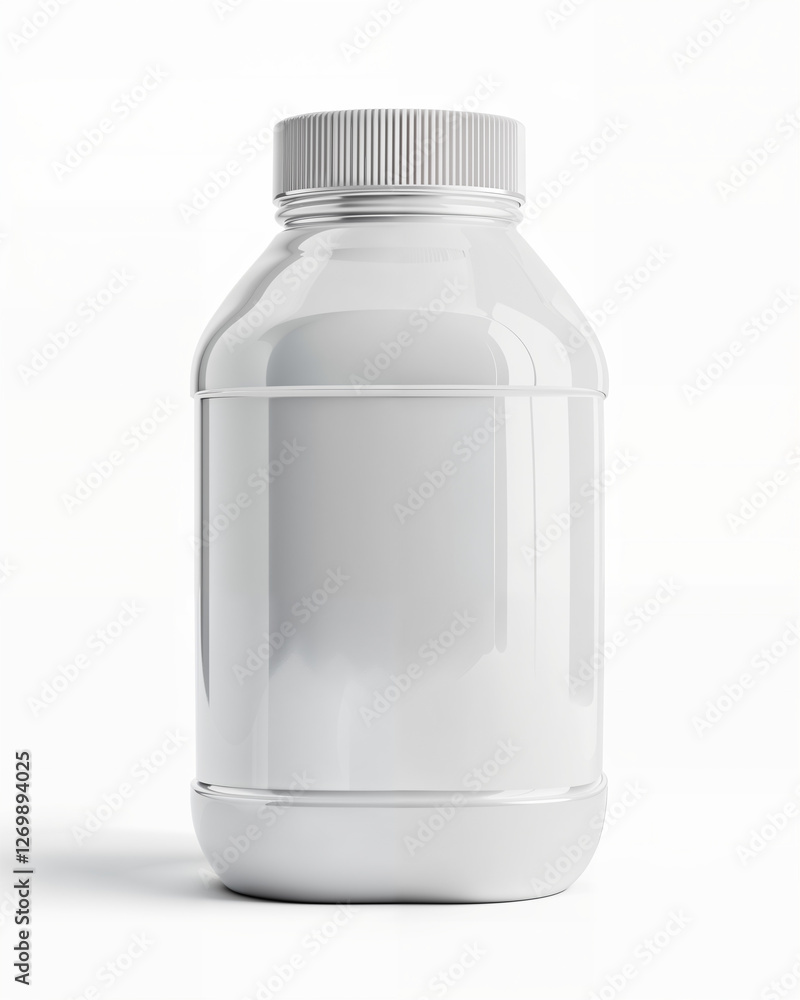 Plain white plastic container with screw cap suitable for various storage needs and products Plain white plastic container with screw cap suitable for various storage needs and products