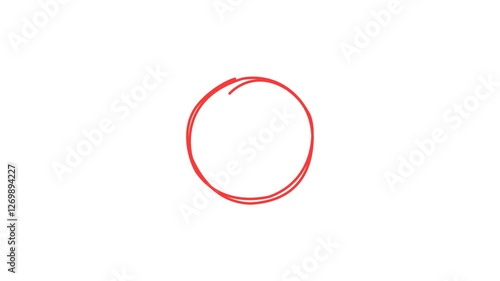 Animated hand drawn circle transparent. 4k video of hand drawn red circle animation. Red circle design element isolated on transparent background.