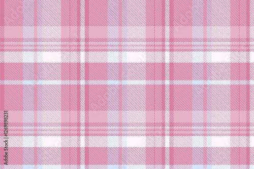 Multicolor vector check pattern, chequered seamless plaid textile. Neat fabric tartan texture background in light and pink colors.