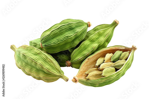 Wallpaper Mural Artfully arranged green cardamom pods on a white background showcasing their unique shapes isolated on transparent background Torontodigital.ca