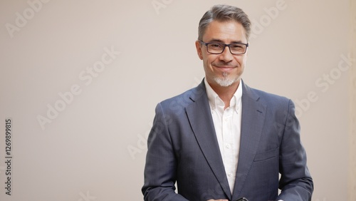 Wallpaper Mural Middle age businessman in business casual. Entrepreneur in jacket. Mid adult, mature age man, happy smiling. Portrait isolated on white. Torontodigital.ca