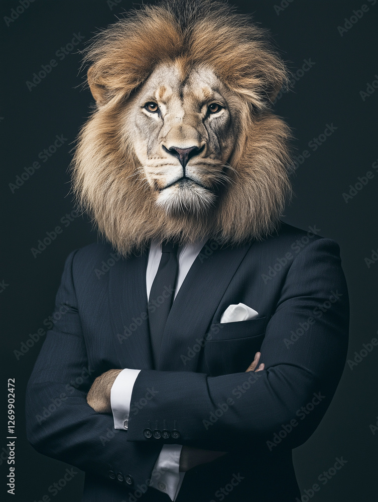Lion-headed man in a suit. Lion-headed man in a suit.