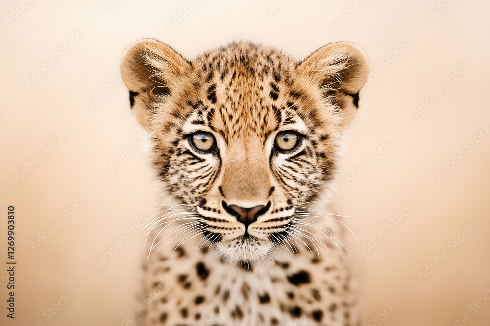Fototapeta premium Close-up of a young leopard's face.