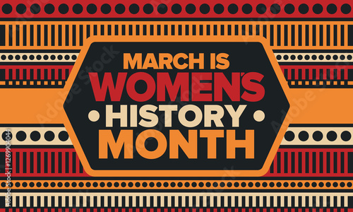 Women's History Month. Celebrated annual in March, to mark women’s contribution to history. Female symbol. Women's rights. Girl power in world. Poster, postcard, banner. Vector illustration