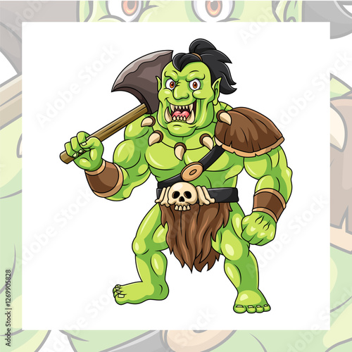 Cartoon ogre character design on white background
