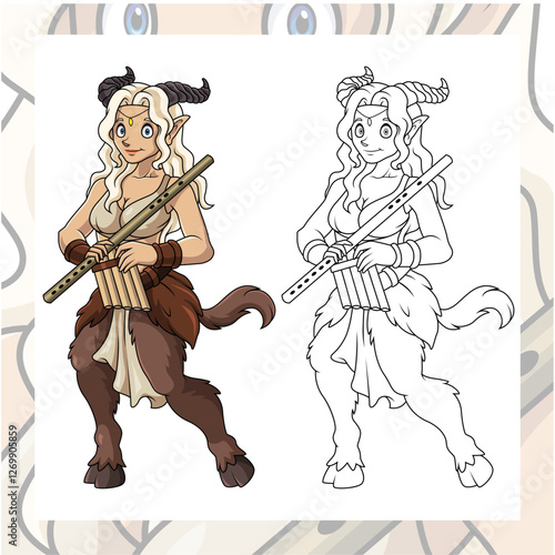 Cartoon satyrs character design on white background