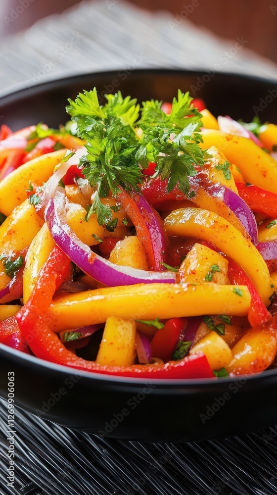 Delicious Mango Salsa with Red and Yellow Bell Peppers