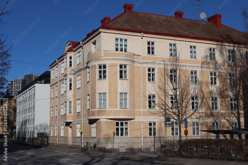 Sweden. Houses and streets in the city of Linköping. Östergötland province. Sweden. Houses and streets in the city of Linköping. Östergötland province.