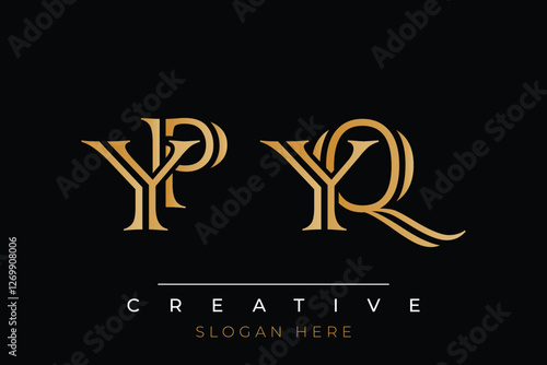 Sophisticated gold YQ monogram logo on a sleek black background, ideal for branding, creative design, and luxurious themes.