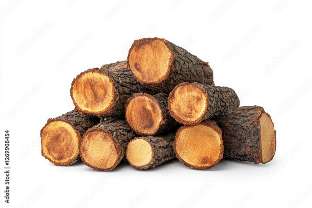 Stack of logs on white background. Neural network AI generated Stack of logs on white background. Neural network AI generated