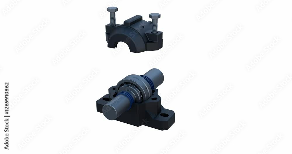 Industrial Split Pillow Bearing Animation; Bearing Disassembling and Assembling animation; Rolling Bearing Mounting and Dismounting animation Industrial Split Pillow Bearing Animation; Bearing Disassembling and Assembling animation; Rolling Bearing Mounting and Dismounting animation
