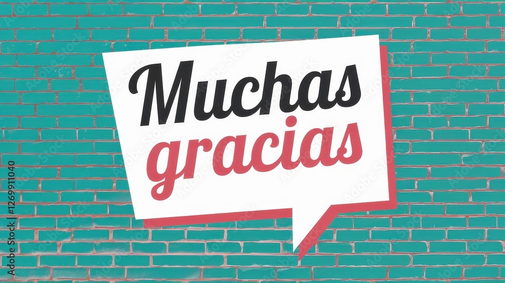 Fototapeta premium A thank you message in spanish on a brick wall