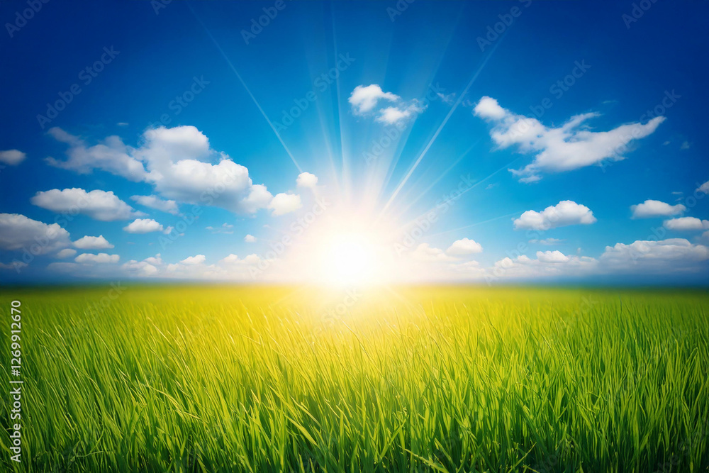 lush green grass and blue sky