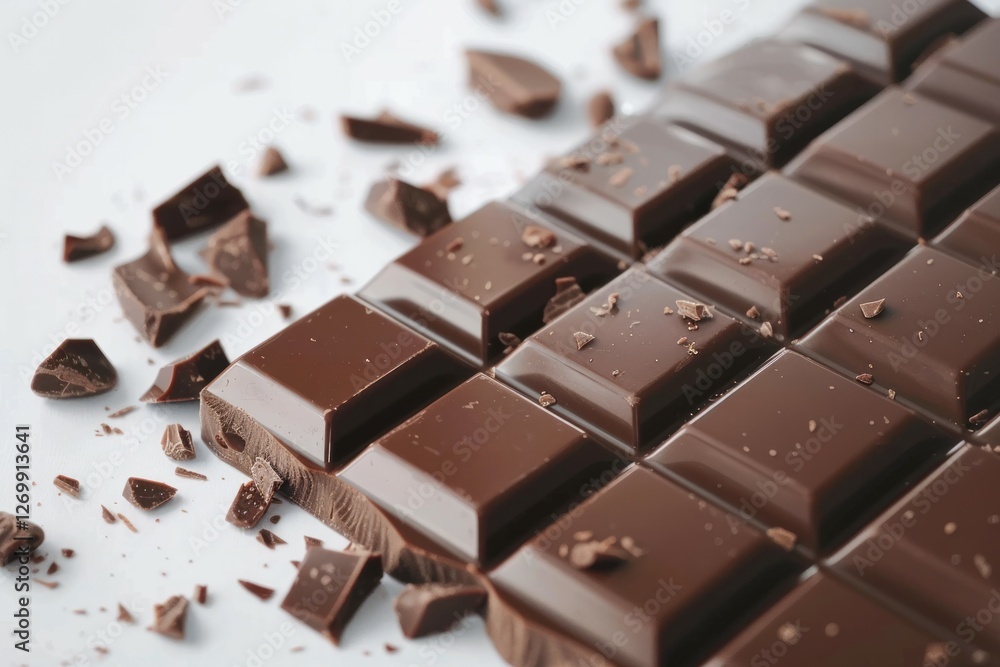 Stack of milk chocolate bars on white surface. Neural network AI generated Stack of milk chocolate bars on white surface. Neural network AI generated