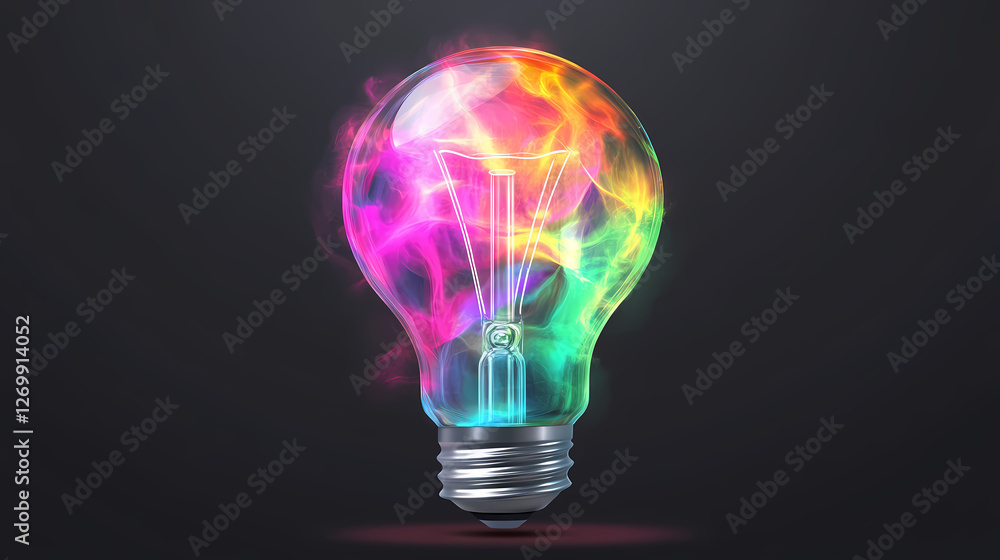 Vibrant light bulb with color splash symbolizing creativity isolated on white or transparent png. Electric Stained Glass. Illustration Vibrant light bulb with color splash symbolizing creativity isolated on white or transparent png. Electric Stained Glass. Illustration