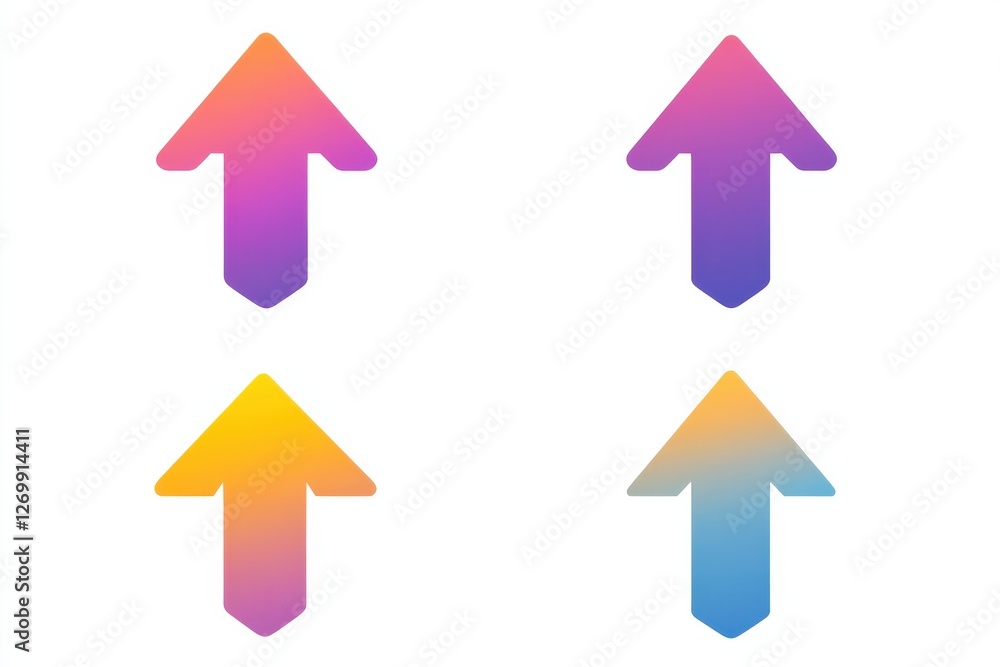 Vibrant arrows pointing upward in colorful gradients to inspire positivity and motivation isolated on transparent background Vibrant arrows pointing upward in colorful gradients to inspire positivity and motivation isolated on transparent background