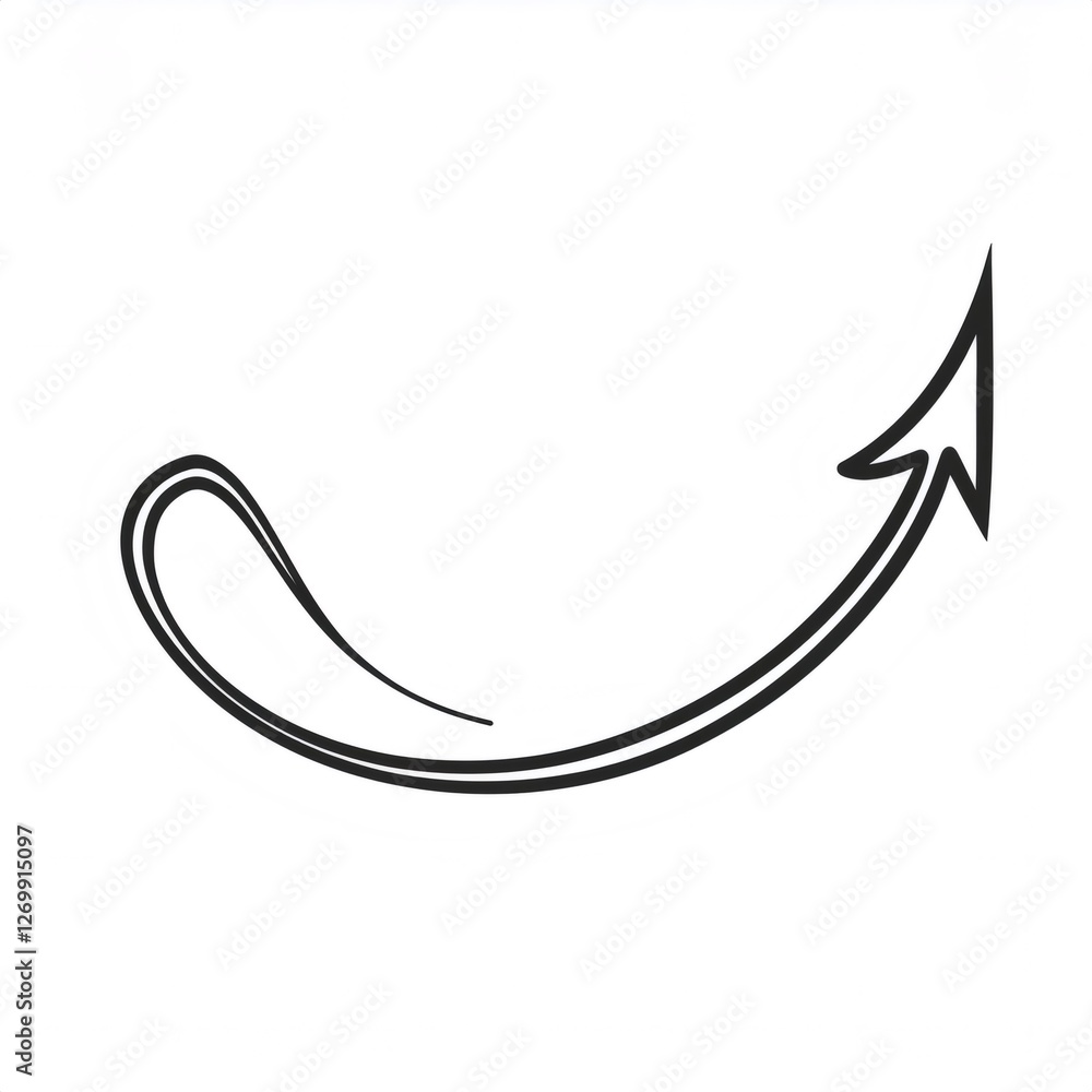 Simple and elegant curved arrow pointing upwards, ideal for representing growth, progress, or direction Simple and elegant curved arrow pointing upwards, ideal for representing growth, progress, or direction