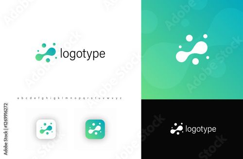 Molecule logo with fluid, interconnected shapes symbolizing science, technology, and innovation. Ideal for biotech, healthcare, bio lab technology and research. Vector logo template