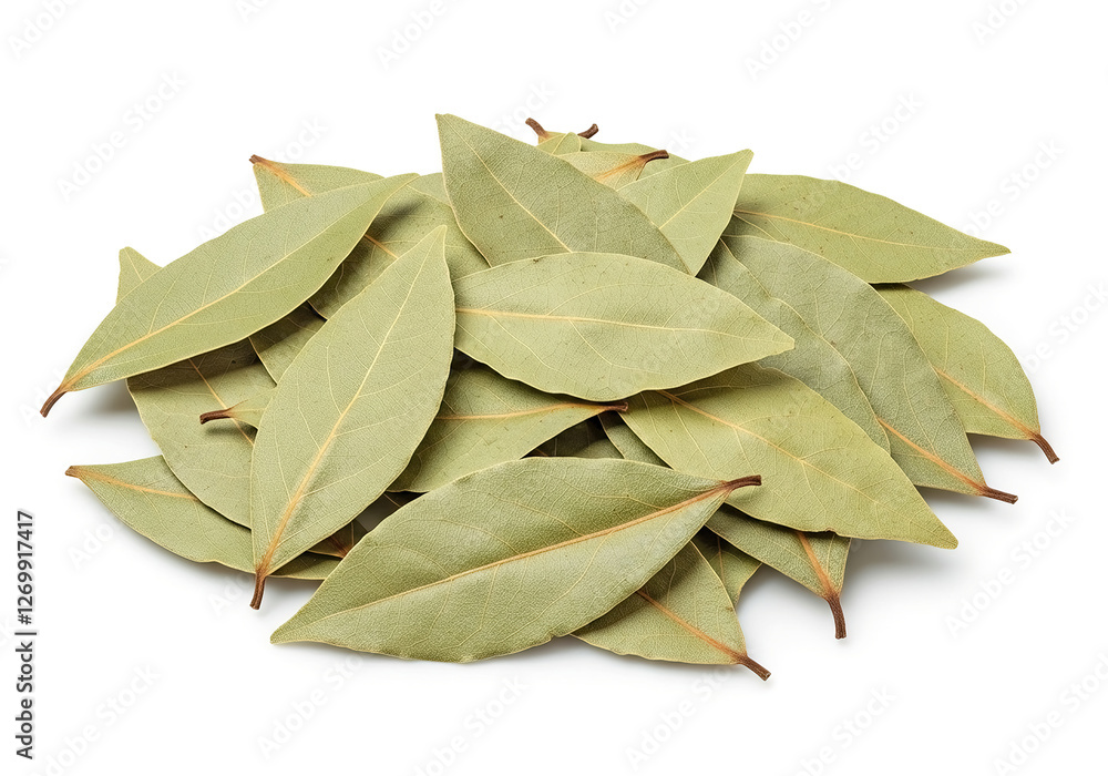 pile of dried bay leaves isolated on white background pile of dried bay leaves isolated on white background