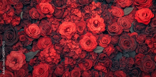 Fototapeta Naklejka Na Ścianę i Meble -  A transparent background isolates red roses that form a border frame, complete with copy space, suitable for text and design, available as a PNG cutout or with a clipping path