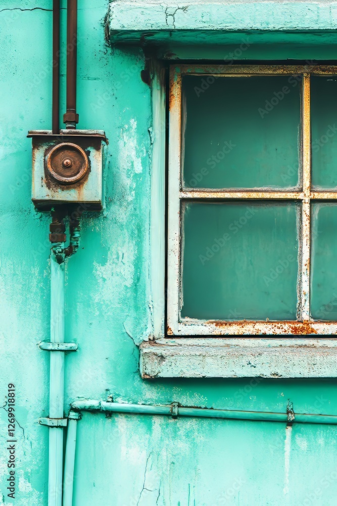 Naklejka premium The remnants of the demolished industrial structure featuring internal communication systems