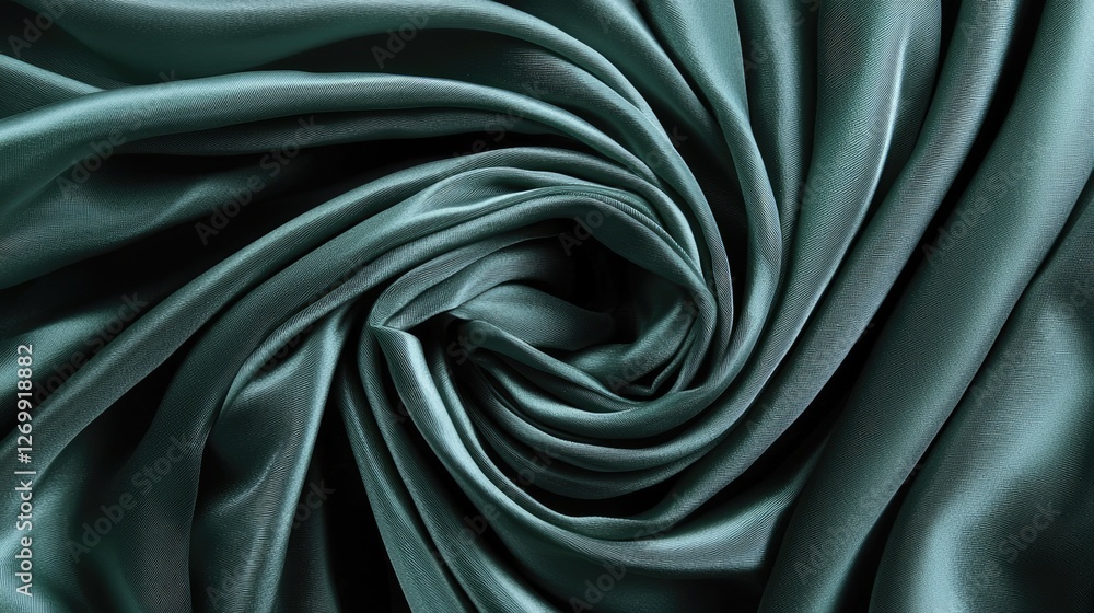 Fototapeta premium Teal silk fabric draped in swirls