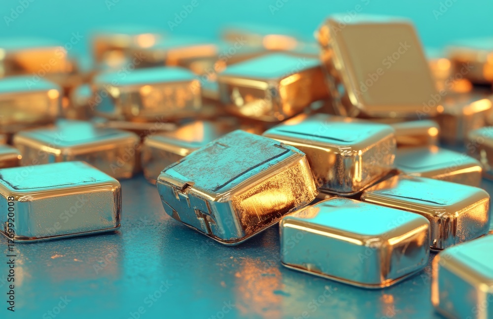 Fototapeta premium A stack of smashed hard drives to obliterate their information. Mostly visible are the platters, which are bent and twisted. The focus should be on the coils in the middle-left