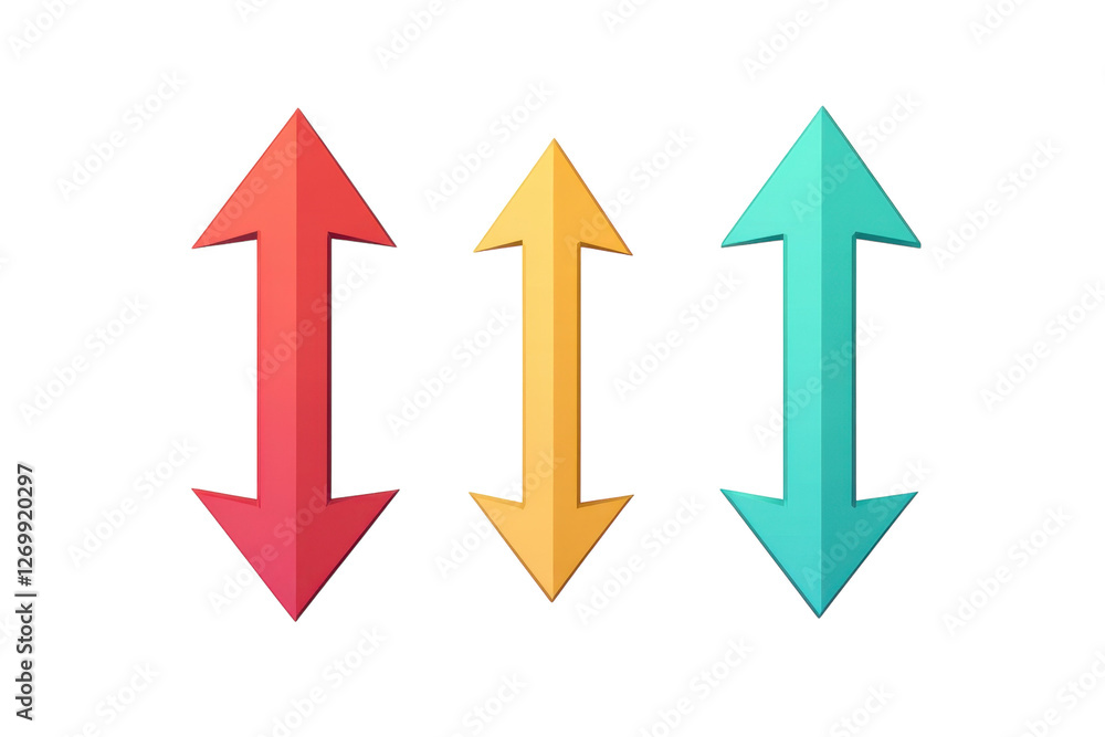 Colorful arrows indicating movement and direction in a modern abstract design isolated on transparent background Colorful arrows indicating movement and direction in a modern abstract design isolated on transparent background
