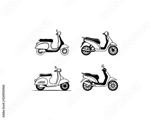 Electric scooter illustration set
