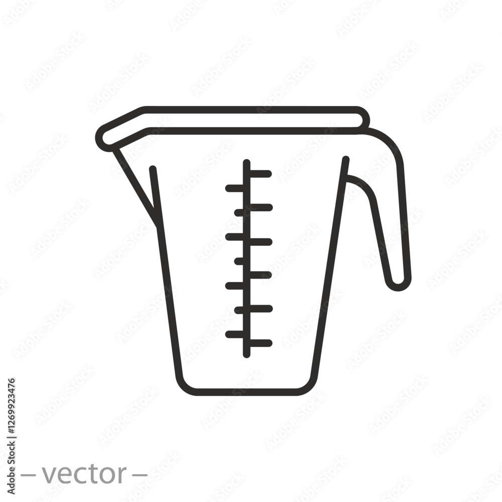 measuring cup icon, measurement for cooking, add ingredient beaker, thin line vector illustration measuring cup icon, measurement for cooking, add ingredient beaker, thin line vector illustration