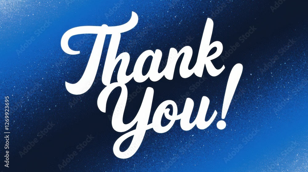 Thank you text in white cursive against blue background Thank you text in white cursive against blue background