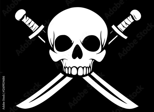 Jolly roger skull pirate sign. Generative AI