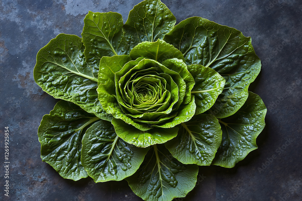 Fototapeta premium A close up of a head of lettuce on a table