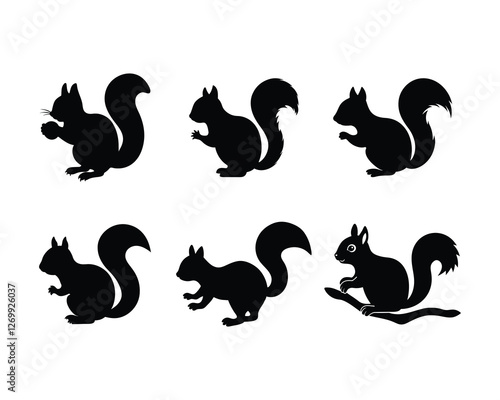 squirrel silhouette set