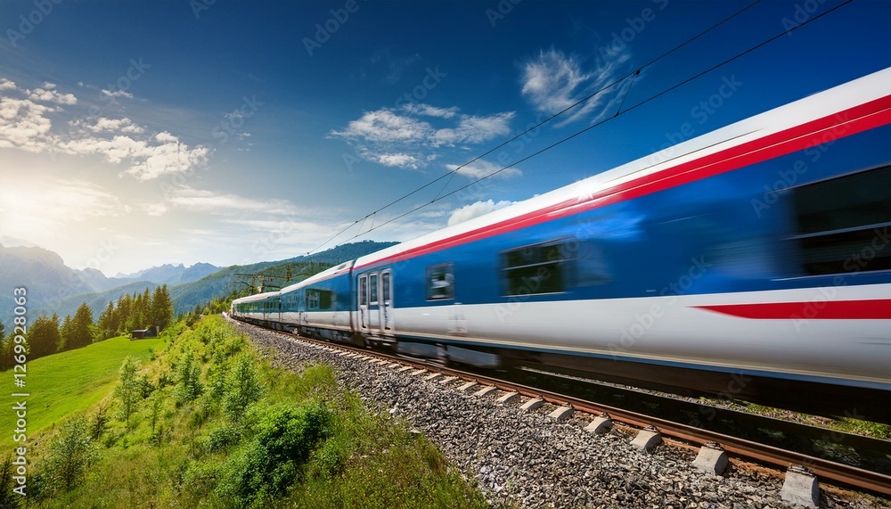 Fototapeta premium high speed train passing through a landscape transportation