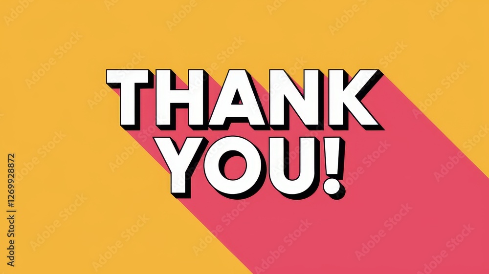 White thank you text with black outline and long shadow White thank you text with black outline and long shadow
