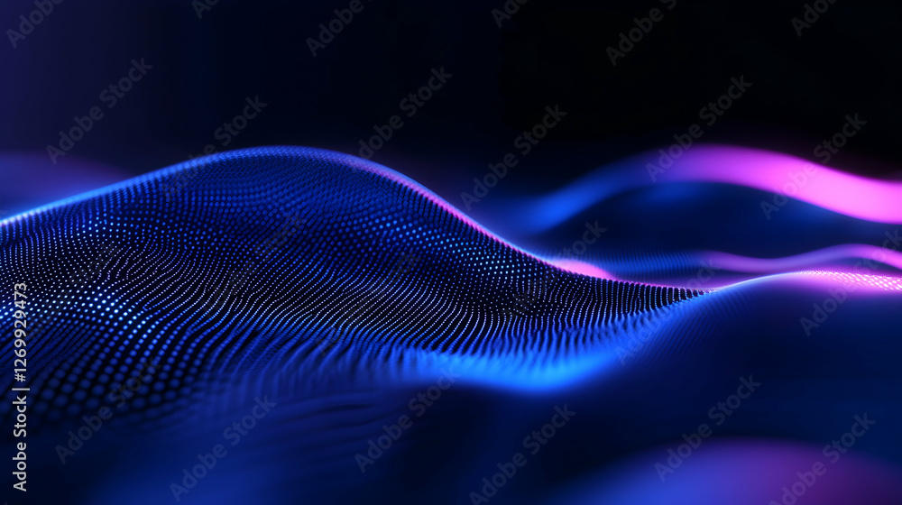 This captivating image showcases vibrant digital waves in shades of blue and purple, creating a mesmerizing pattern that evokes a sense of tranquility and depth in a modern design. This captivating image showcases vibrant digital waves in shades of blue and purple, creating a mesmerizing pattern that evokes a sense of tranquility and depth in a modern design.